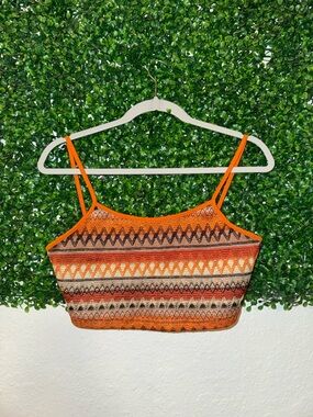 H&M Orange Multi-Pattern Knit Cropped Camisole